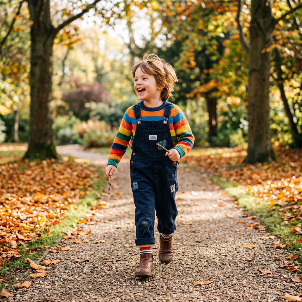 Little boy wearing a cozy Threadori sweater
