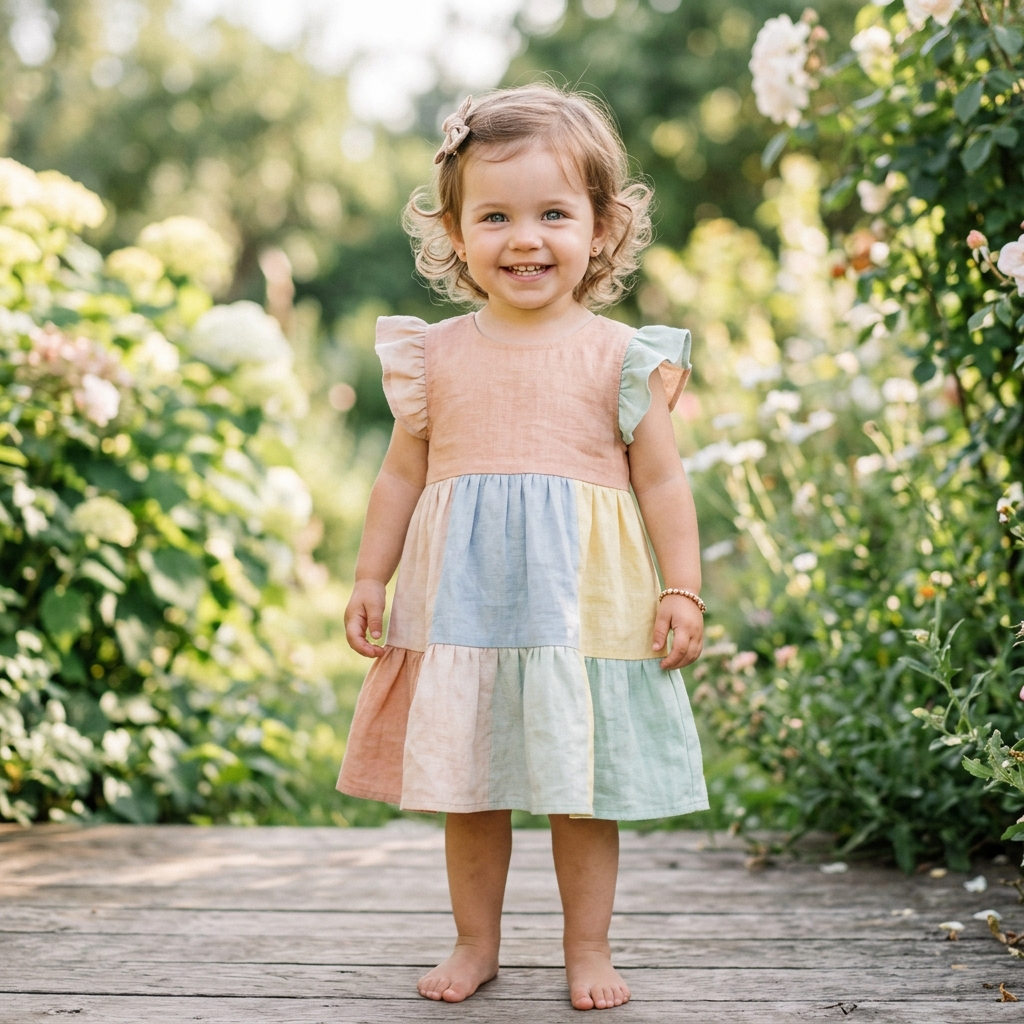 Young girl wearing a cute Threadori dress